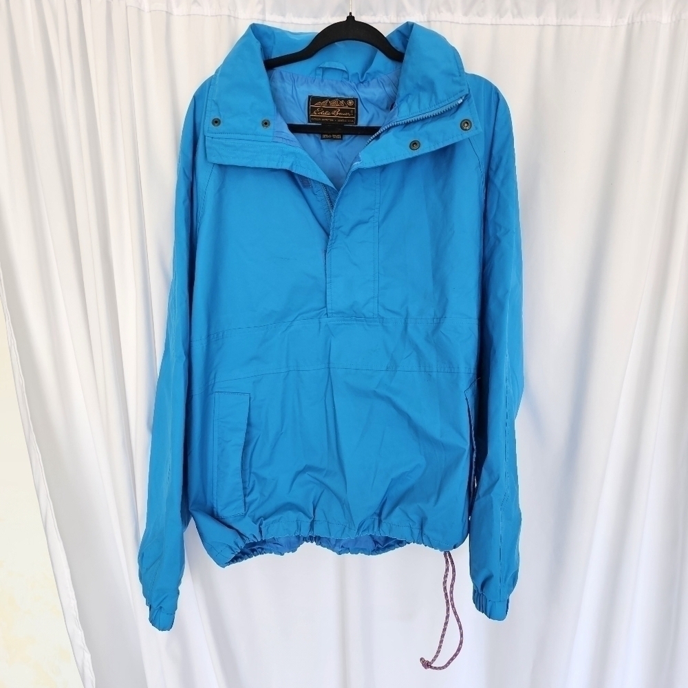 Vintage Eddie Bauer Gore-Tex Bright Blue Windbreaker Pullover Jacket Size Large